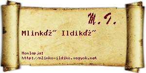 Mlinkó Ildikó névjegykártya